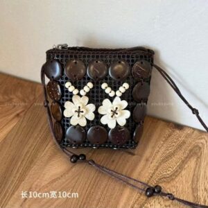 Double-flower coconut shell bag